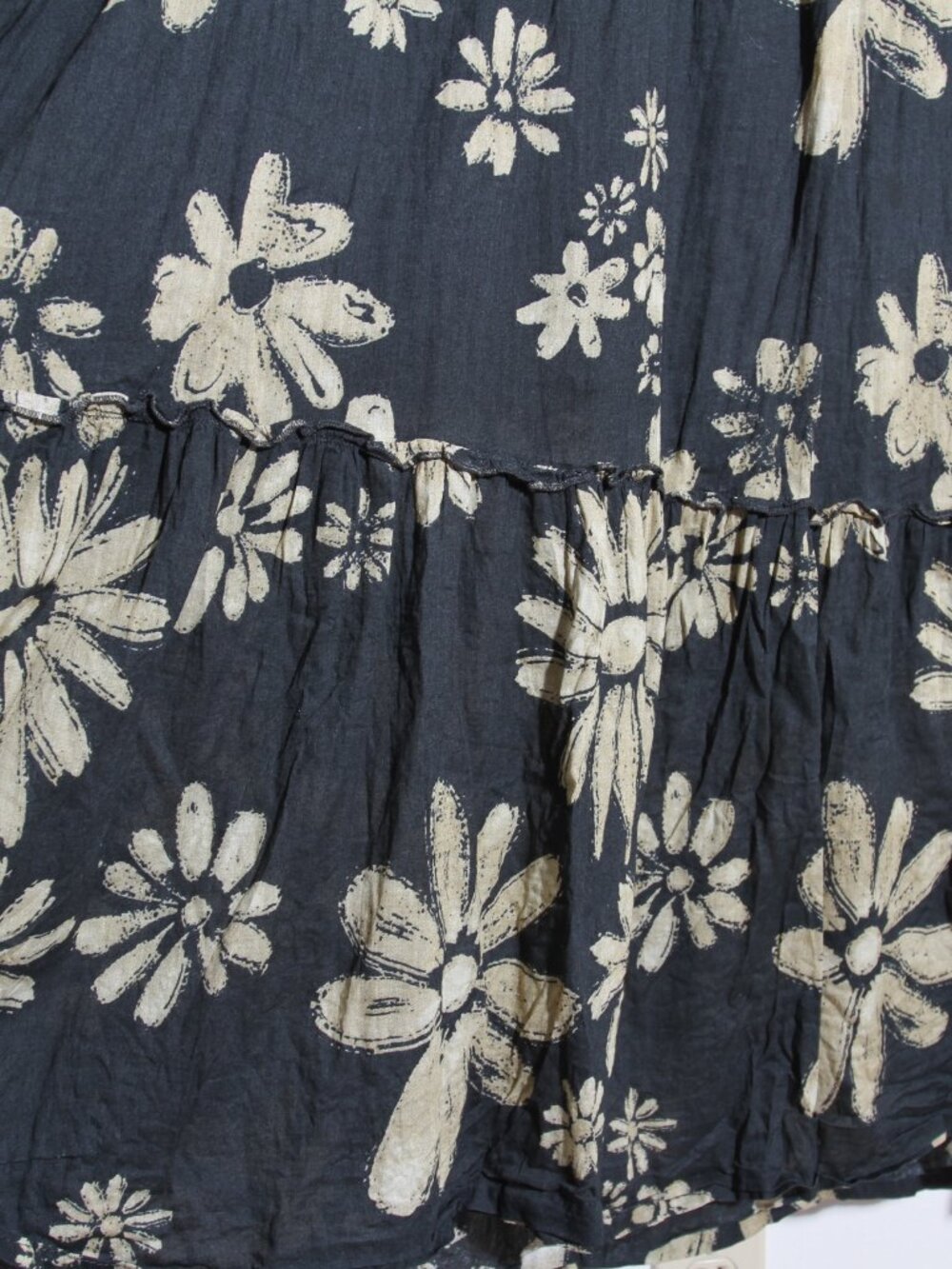 Natural Life Adele Cotton Maxi Dress Black Cream Daisies Tiered Size XXL - Picture 9 of 14